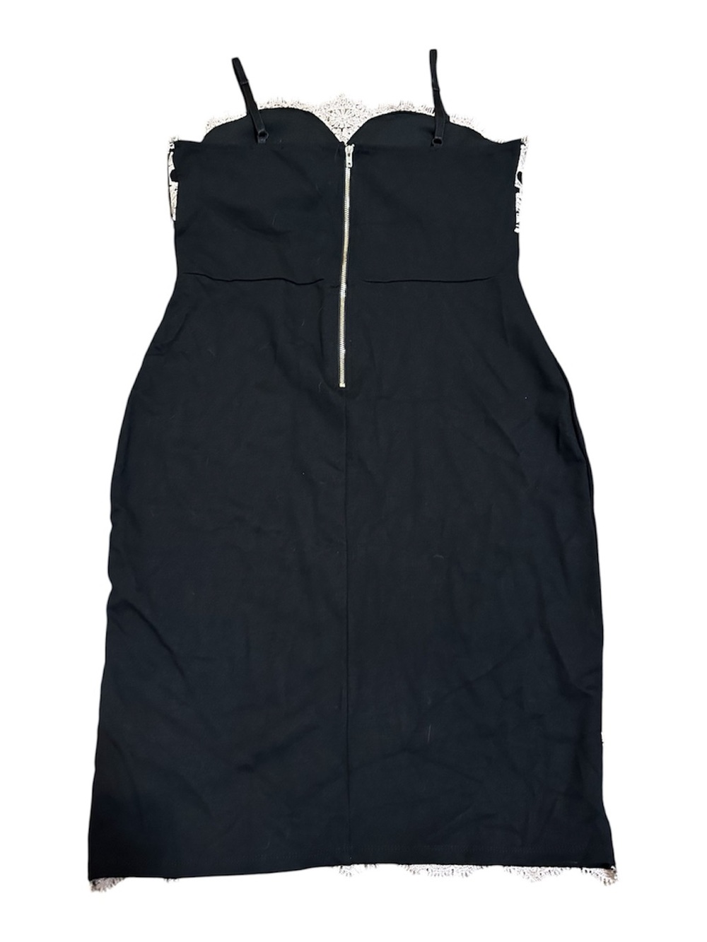 NWOT Haute Monde Black Bodycon Dress with Cream/White Lace Appliqué Detailing - Picture 3 of 7